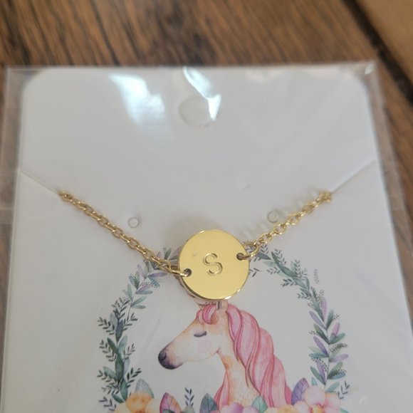 Small Circle Initial Necklace (Letter S) - Picture 2 of 5